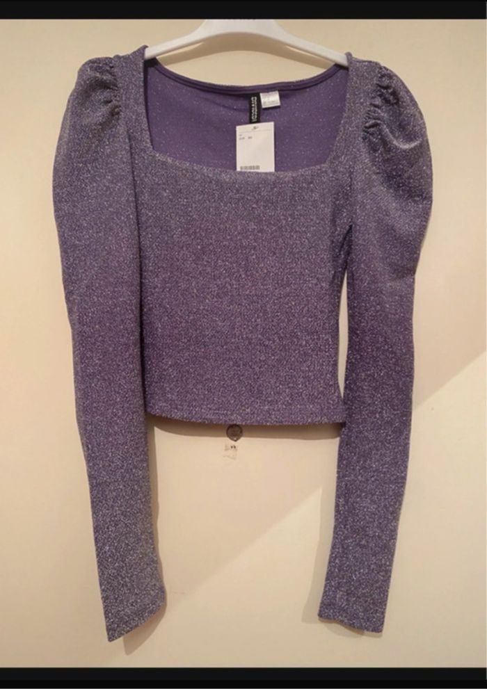 Top xs brillant manches longues H&M neuf