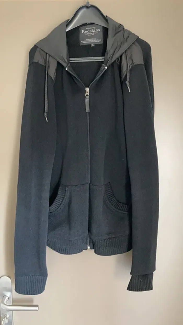 gilet/pull homme à capuche noir coton xl Redskins