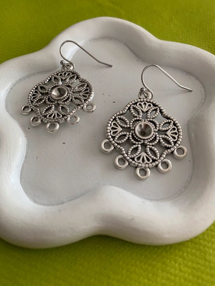 Boucles d’oreilles bohémiennes argentées en alliage de zinc - photo numéro 4