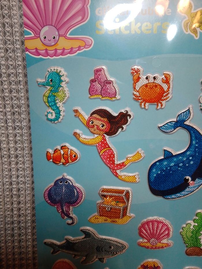 Autocollants Stickers Glitter bubble "Sirène" - photo numéro 2