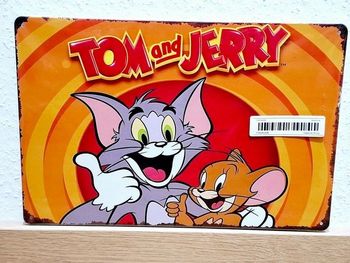 Tom & Jerry Looney Tunes – Plaque métallique murale 30x20 cm neuve