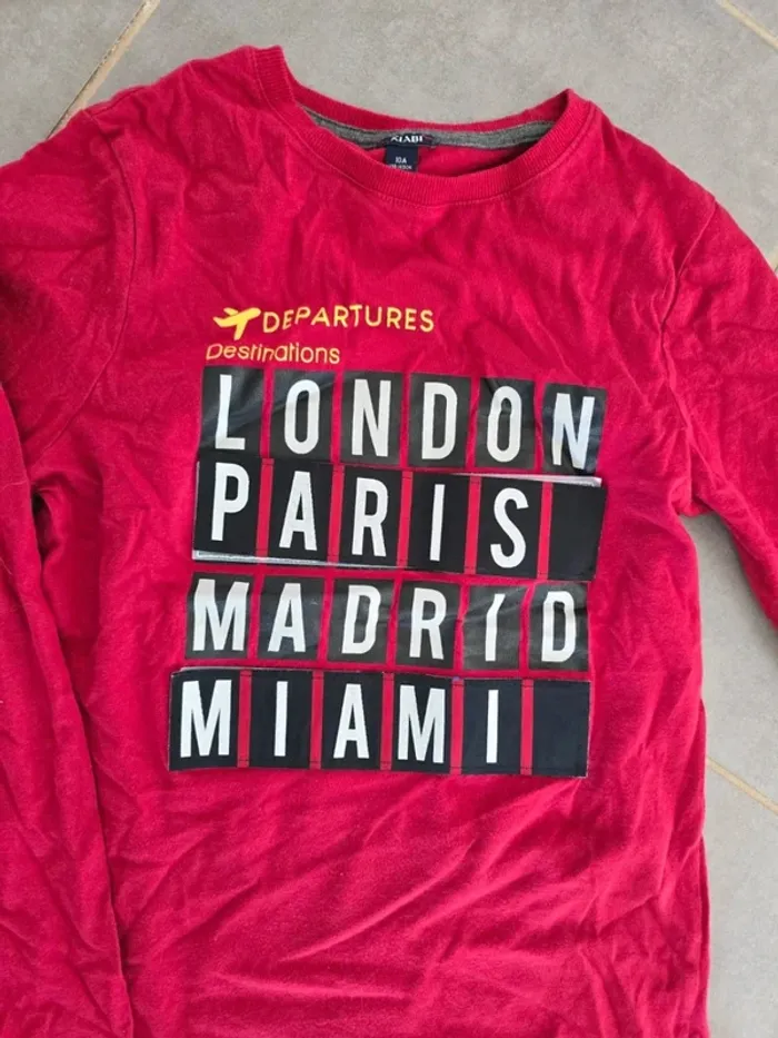 Tee shirt manches longues rouge - photo numéro 3