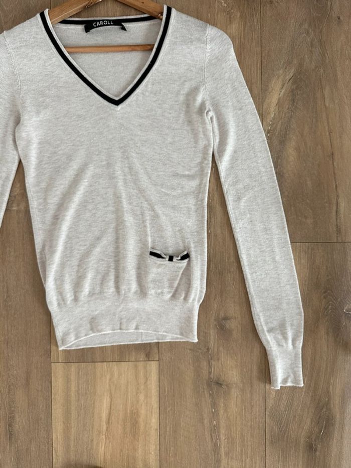 Pull beige chiné et noir ~ Caroll ~ 36 - photo numéro 3