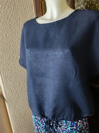 Blouse en lin bleu marine New Collection