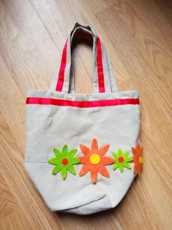 Petit sac à main en tissu style lin fleuri
