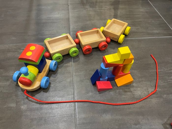 Train en bois à tirer 2 en 1 , Goki - photo numéro 2