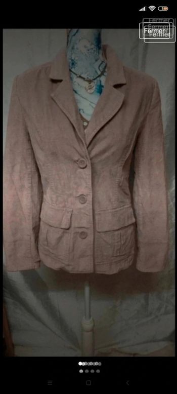 Blazer rose pâle t 36 effet velours