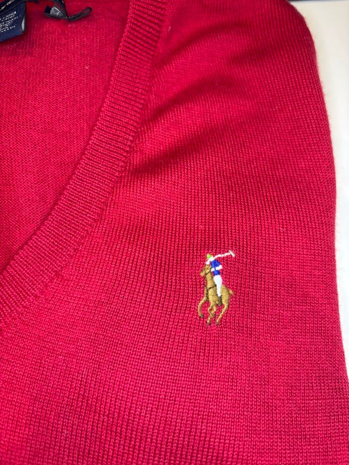 Pull Ralph Lauren Neuf Rouge/Bordeaux Logo Coloré - Taille M/38 - photo numéro 3