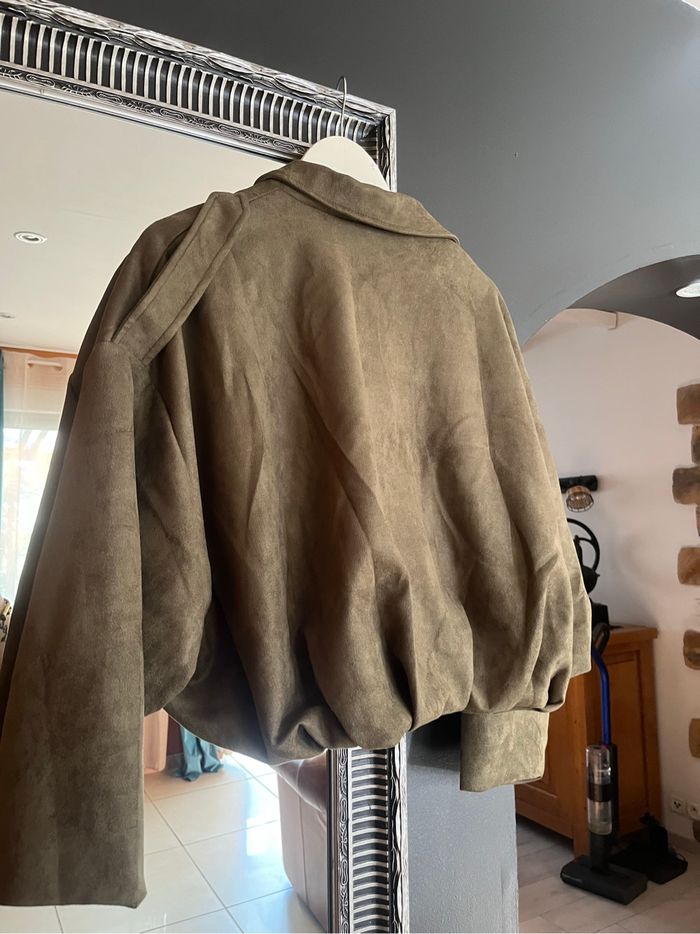 Veste tendance effet suède verte militaire taille s - photo numéro 9