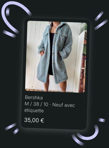 Veste manteau effet mouton taille M Bershka