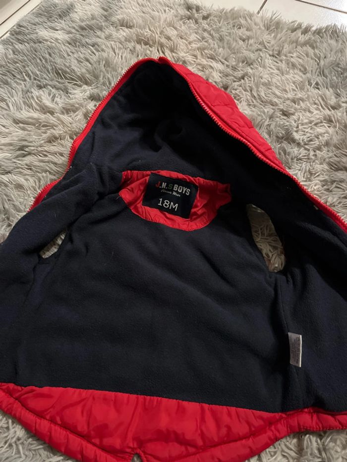 Doudoune sans manche veste zippe rouge bébé 18 mois - photo numéro 2