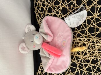 Doudou Plat Rond Souris Gris Rose Bleu Coeur Nuage Lune Arc En Ciel Sucre D'orge