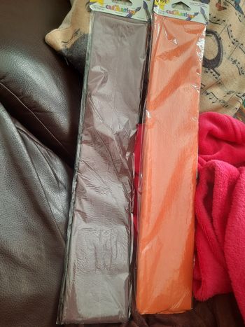 Lot 2 papier crépon 200cm orange et marron