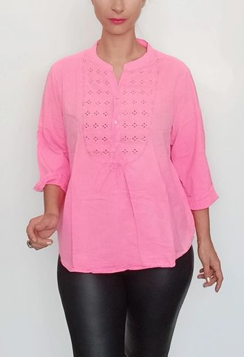 Blouse brodée rose taille 48