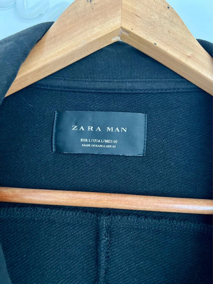 Veste Noire Zara Man Biker Zip Matelassée Taille L - photo numéro 3
