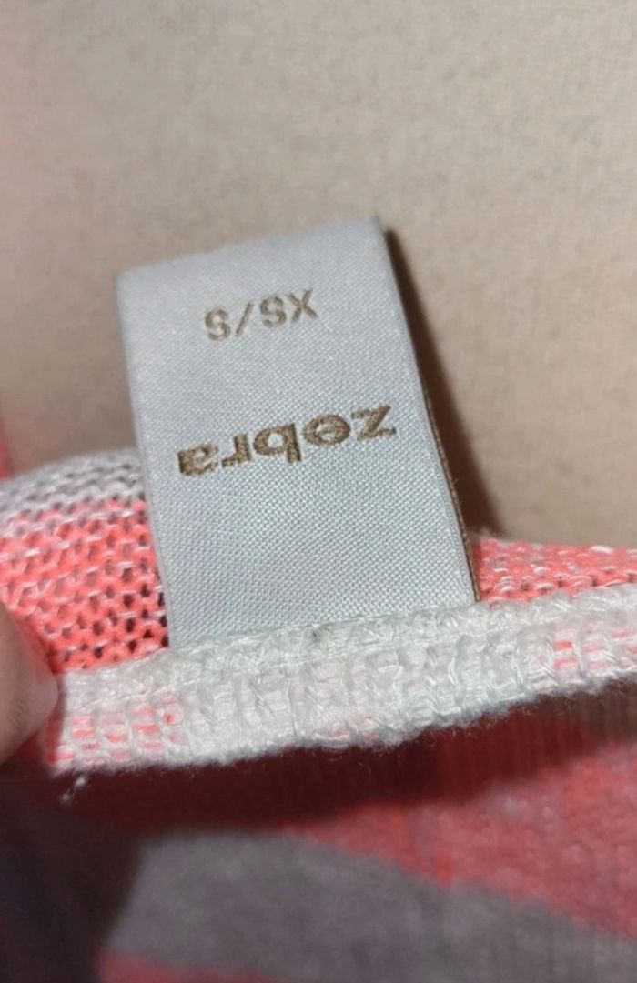 Pull à manches courtes rayé rose et blanc – Léger et élégant - photo numéro 5