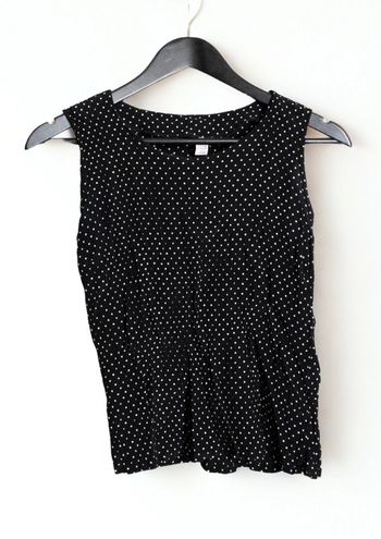 Top sans manches noir à pois blanc vintage 100% viscose Taille 36/38