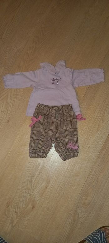 Bermuda fille et petit haut rose 3 mois