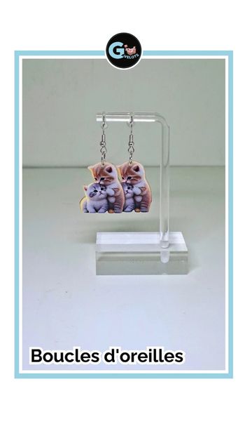 🦚Boucles d'oreilles chat.