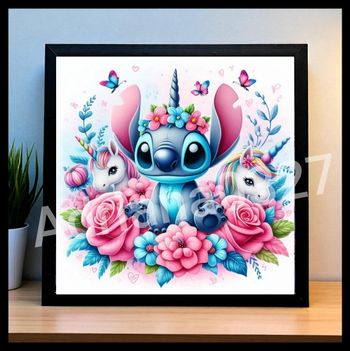 Cadre + affiche Disney Stitch  neuf sous emballage format 20x20cm