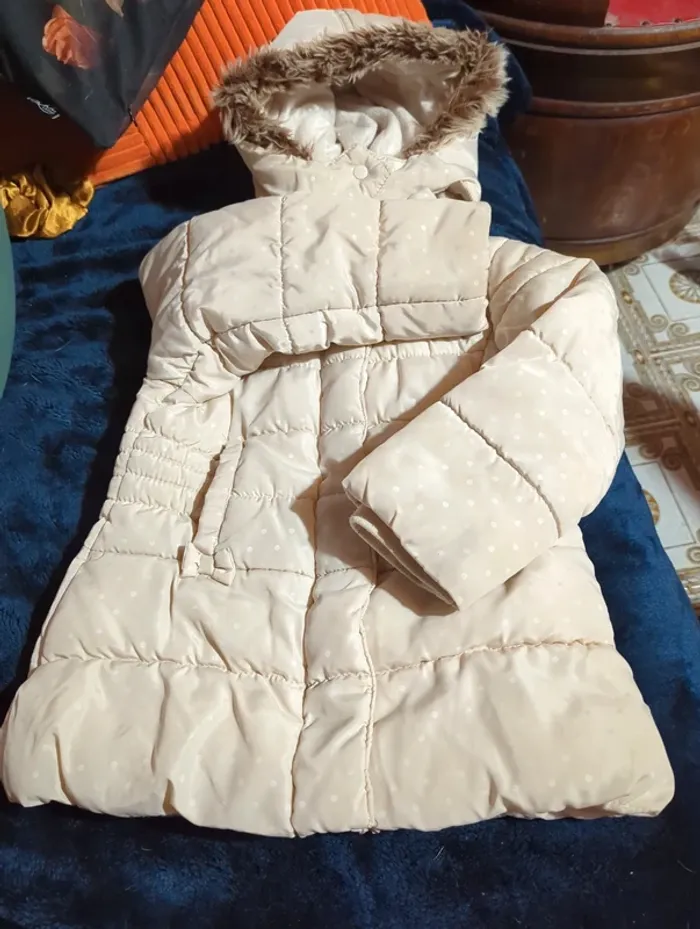 Manteau fourré crème - photo numéro 3