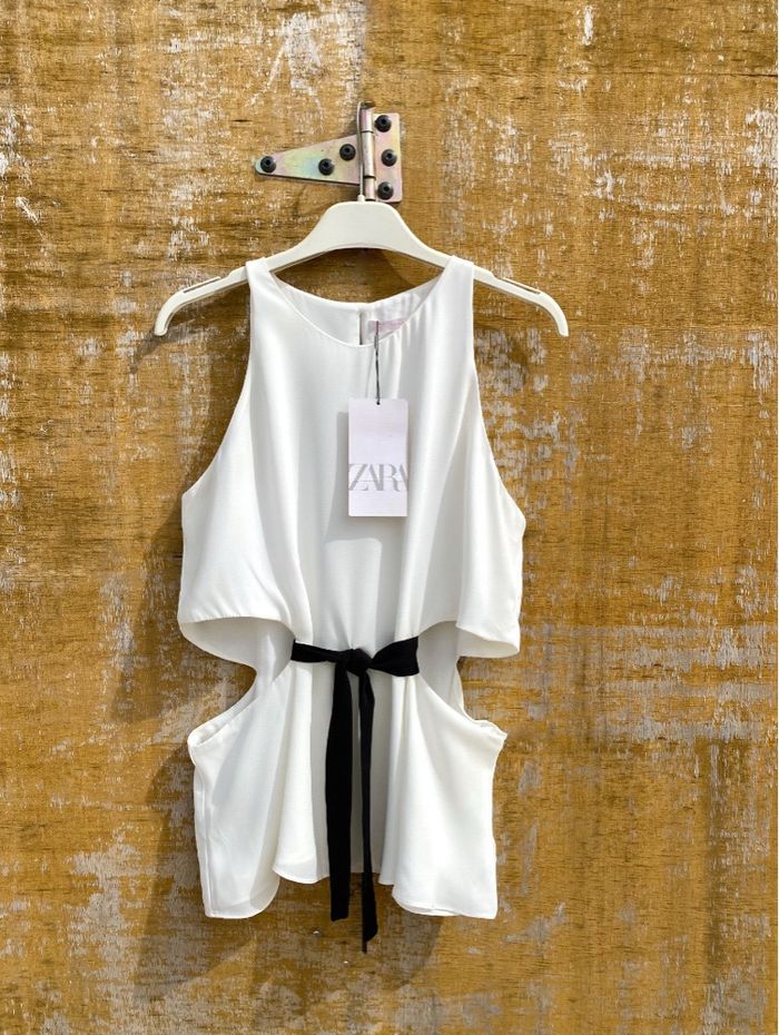 Chemisier en mousseline noir et blanc Zara - photo numéro 2