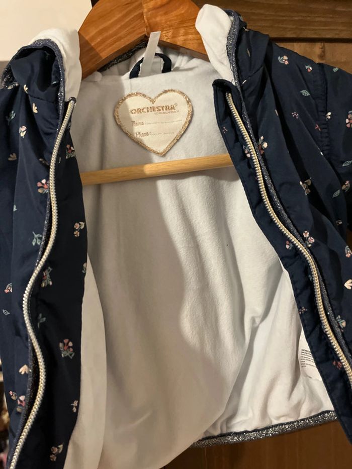 Manteau bleu marine à fleurs orchestra 12 mois 74cm - photo numéro 7