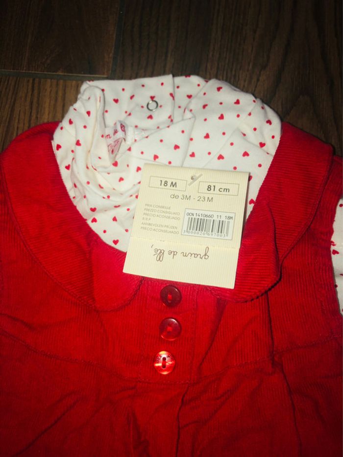 Robe en velours et sous pull motif cœurs Grain de blé neuve avec étiquette - photo numéro 4