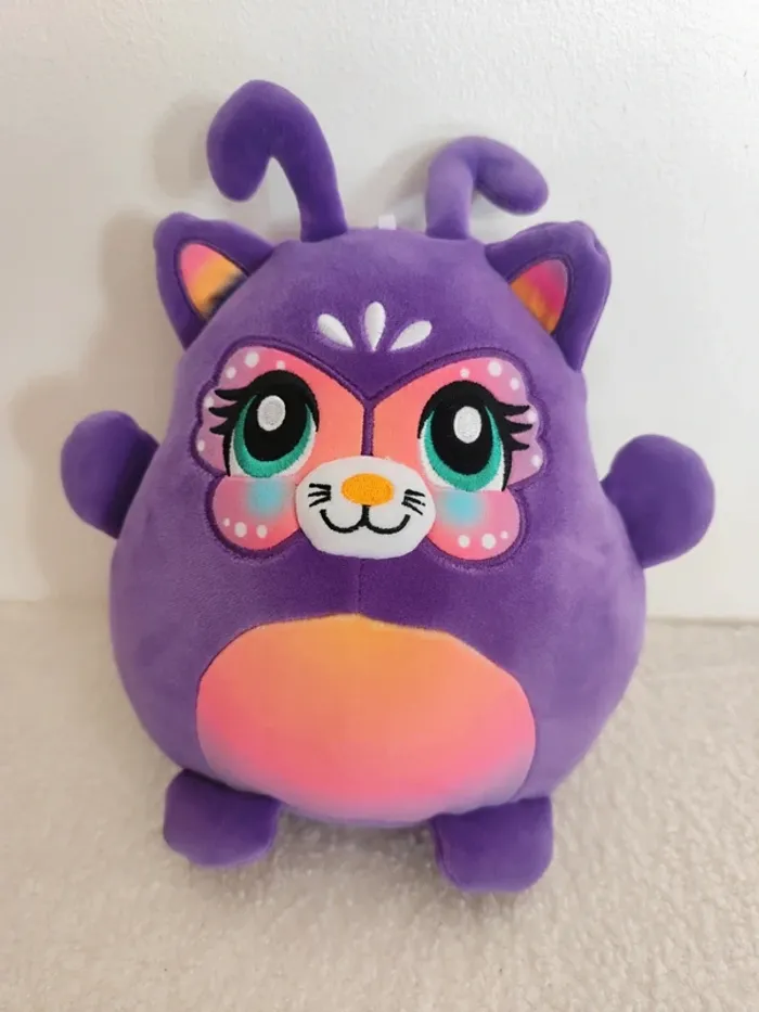 Peluche squishy violet arc en ciel 28cm