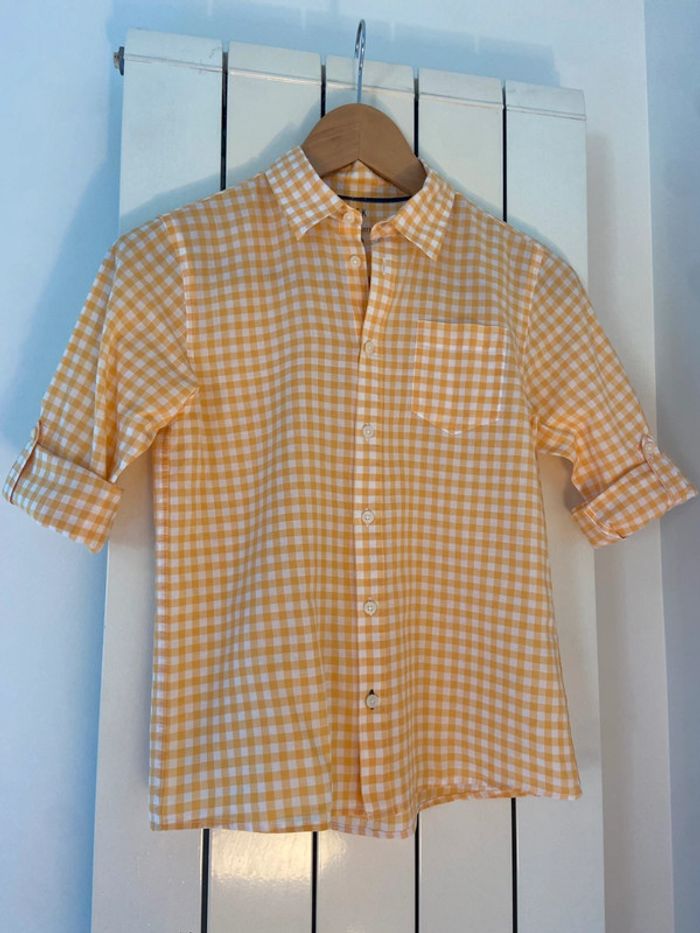 Chemise en coton vichy jaune et blanc Monoprix taille 10 ans - photo numéro 6