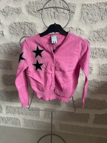 Gilet fille rose étoile strass angel’s face 6 ans