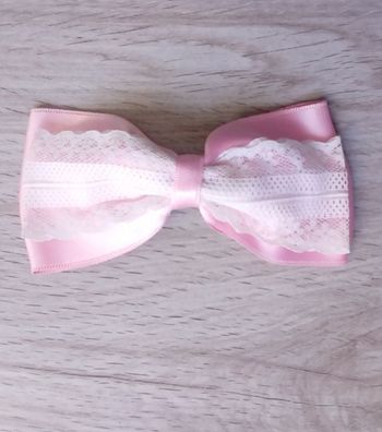 💗Barrette nœud rose à dentelle vintage 💗