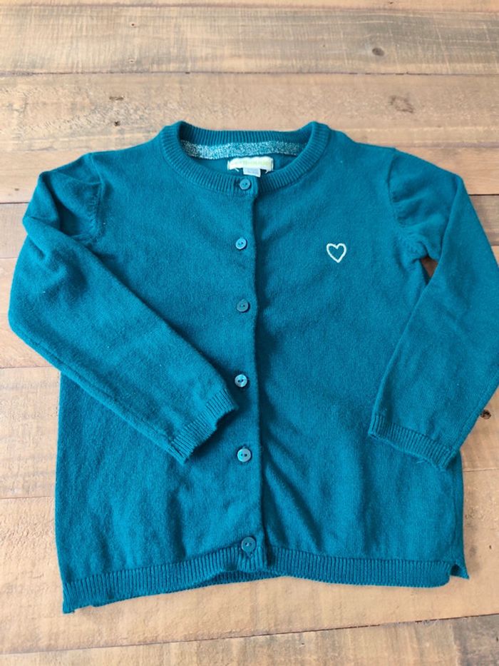 Gilet vert foncé fille Vertbaudet 3 ans