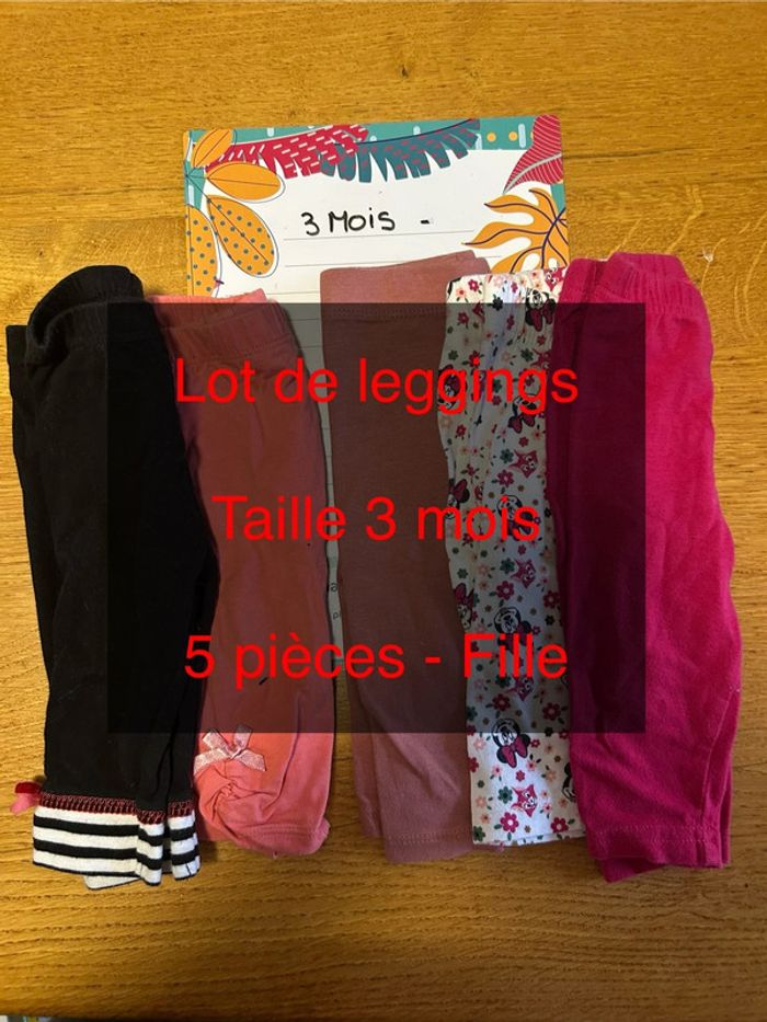 Lot de leggings fille - 5 pièces - 3 mois - photo numéro 2