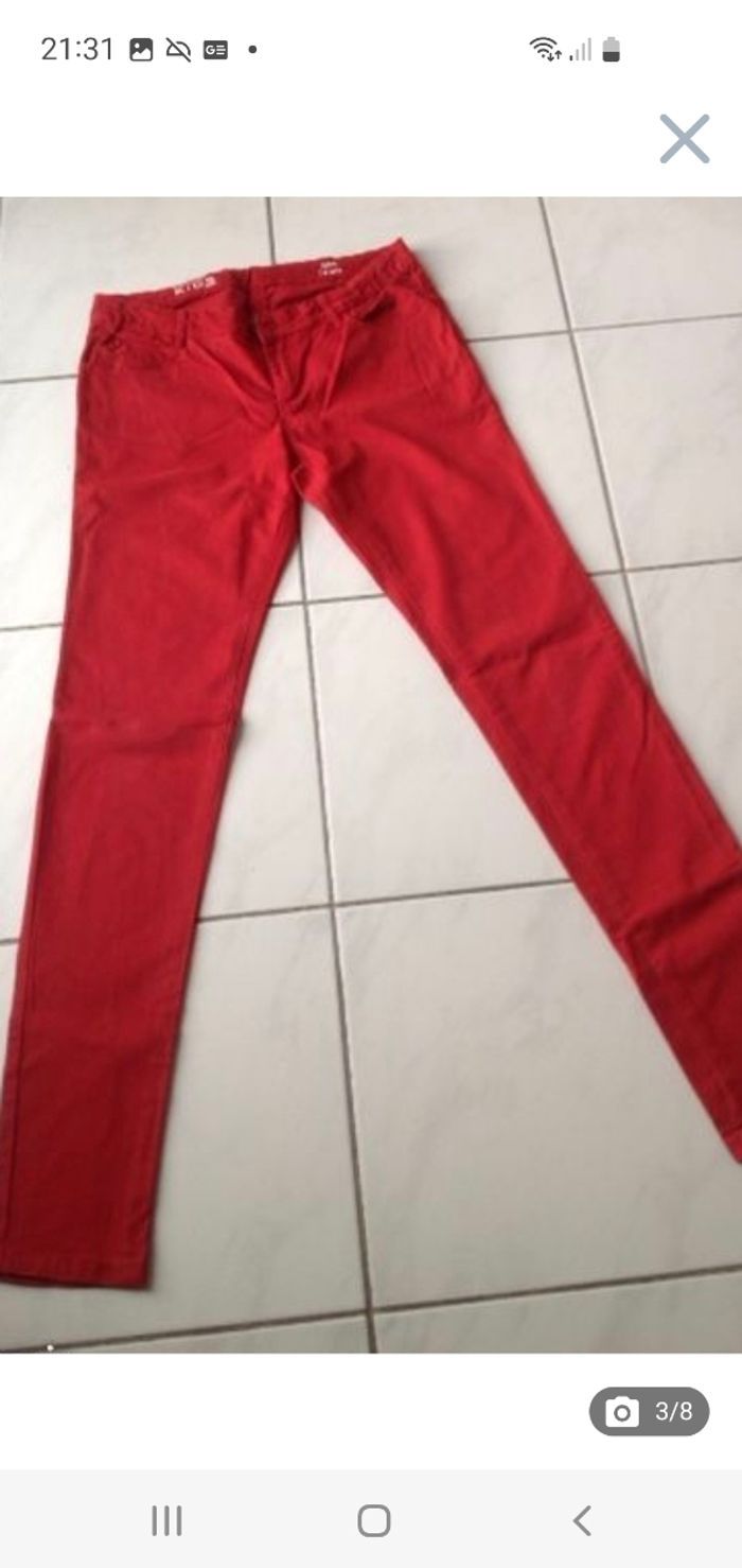Pantalon slim rouge carmin 14 ans Monoprix Kids - photo numéro 3