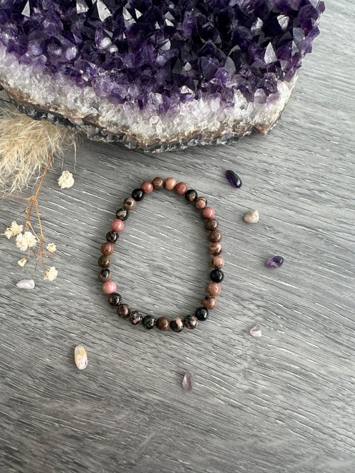 Bracelets en perles de Rhodonite d’Afrique du Sud - Pierre naturelle - photo numéro 2