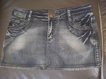 Jupe en jeans bleu délavé