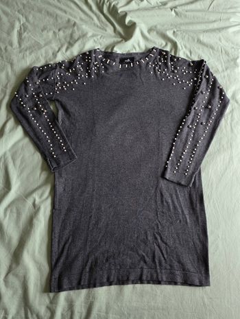 ​Wallis Robe Pull Perles Viscose Gris Anthracite Taille 36
