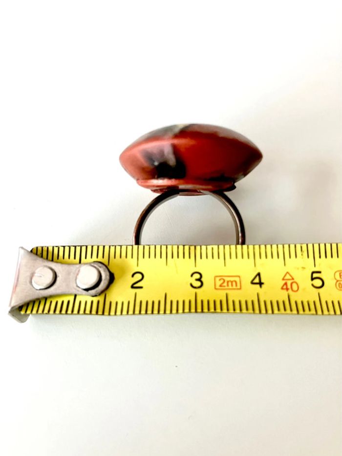 Bague ronde style baroque fait main marron et blanc cassé + noir - taille 54 - photo numéro 8
