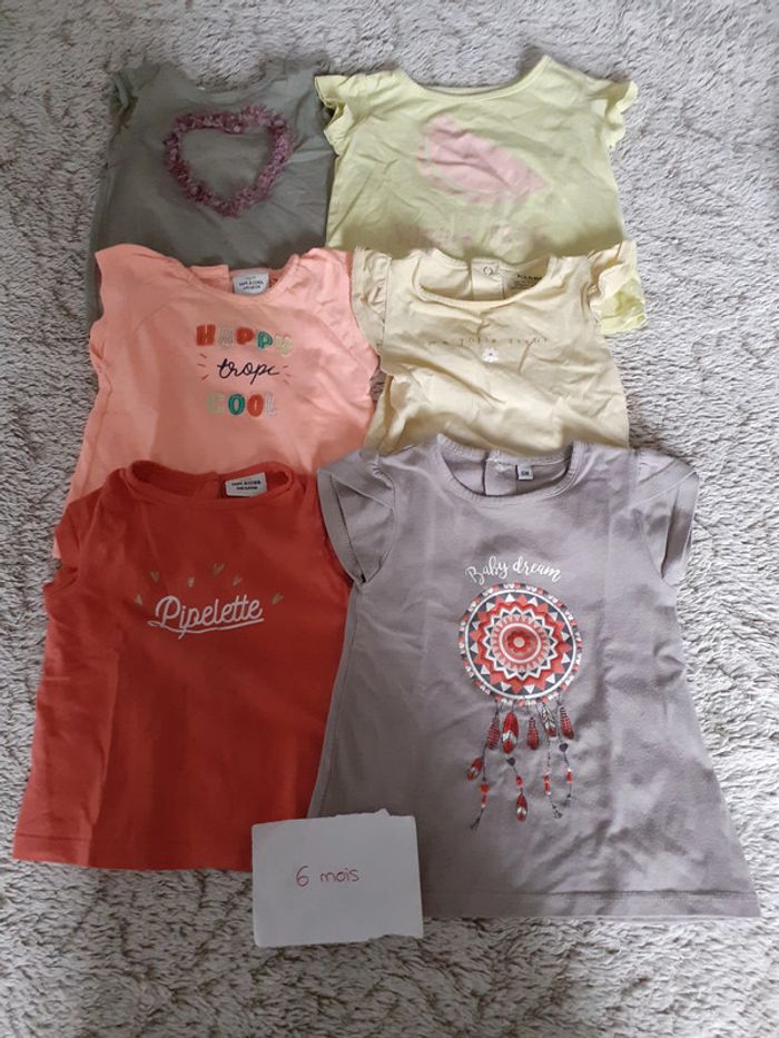 Lot de 6 t-shirts manches courtes 6 mois