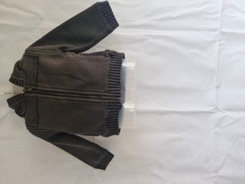 Manteau zippé à capuche garçon 12 mois 74 cm Obaïbi Gris