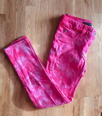 Jean slim rose tie-dye 16 ans