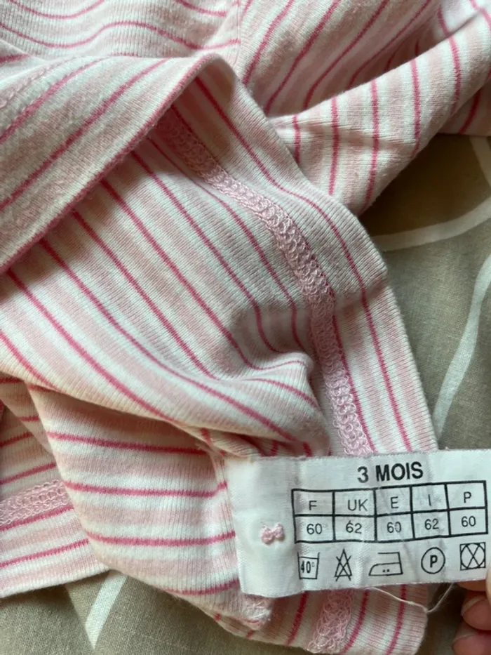 tee shirt rayé bebe fille TEX 3 mois - photo numéro 2