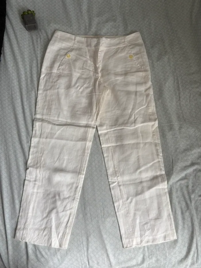 Pantalon en lin blanc Bandolera 40 - photo numéro 2