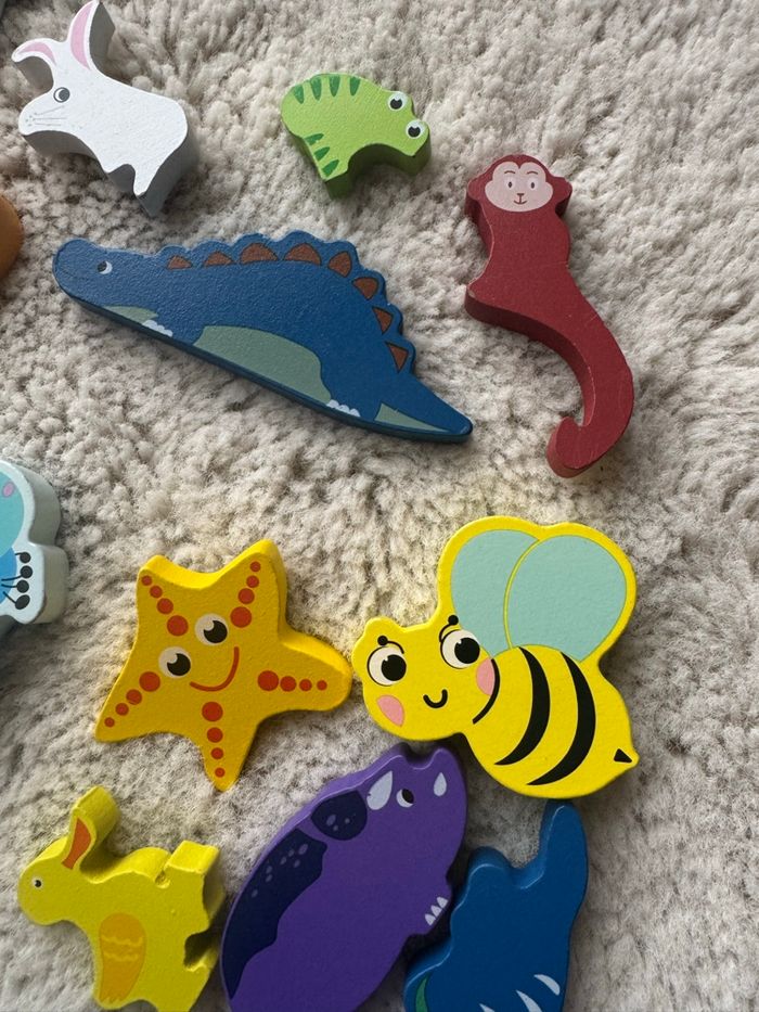🧸 lot de 20 jouets en bois animaux + dinosaures - bon état - photo numéro 4