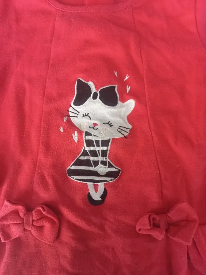 Pull/sweat rouge "chat" 12 mois 74cm - photo numéro 3