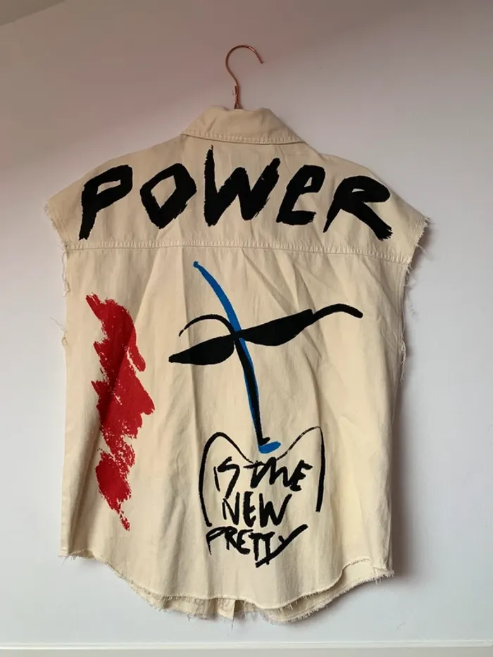 Chaleco- sobre camisa beige Bershka XS / 34 / 6·Neuf sans étiquette·Bershka