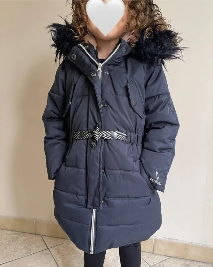 Manteau bleu marine à capuche et ceinture 4 ans - Catimini - photo numéro 2