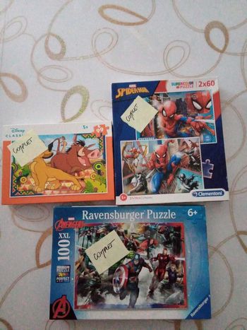 Lot de 3 puzzles Roi Lion Super héros complets