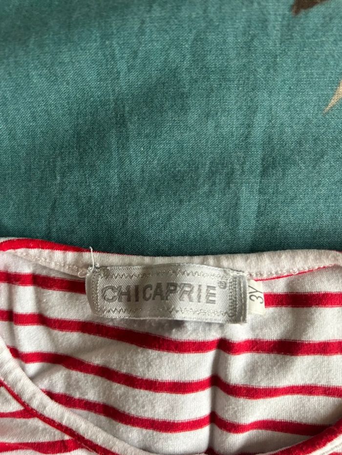 Robe élastique marinière rouge et blanc 3 ans chicaprie - photo numéro 2